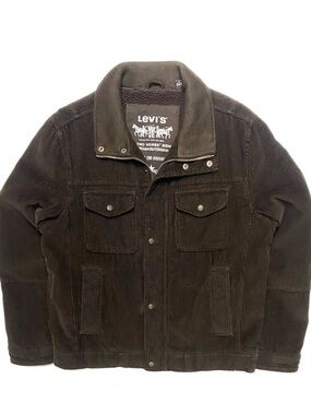Levi’s Men’s Brown Sherpa Lined Original Corduroy Denim Trucker Jacket Large